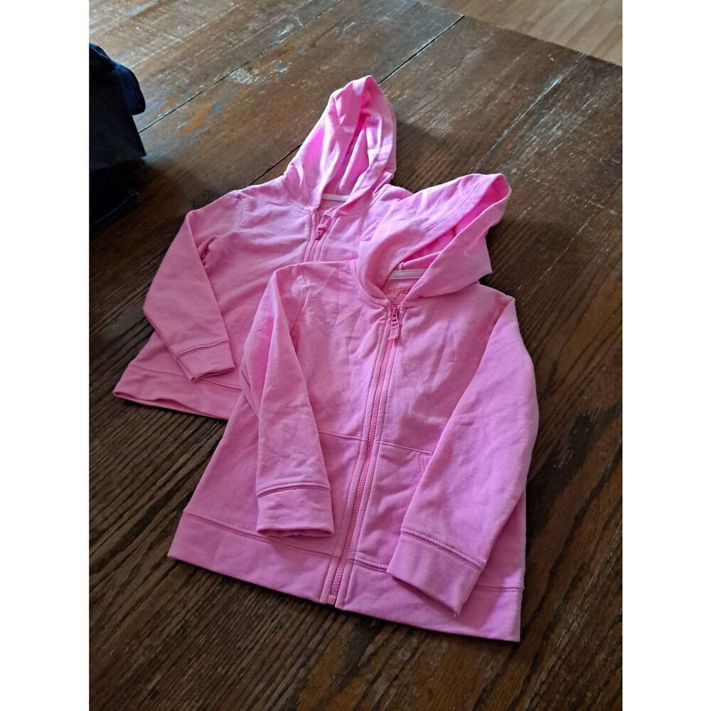 New 4T TWO Cat & Jack Pink Long Sleeve Front Zip Hoodie Hoodie Jacket NWT